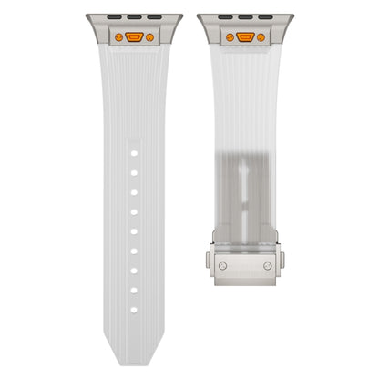For Apple Watch SE 2023 44mm Transparent Silicone Watch Band(Titanium Transparent) by bashfashion