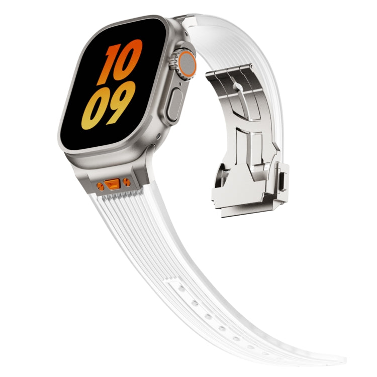For Apple Watch SE 2023 44mm Transparent Silicone Watch Band(Titanium Transparent) by bashfashion
