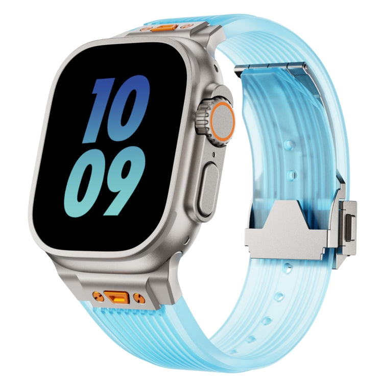 For Apple Watch Ultra 2 49mm Transparent Silicone Watch Band(Titanium Transparent Blue) by bashfashion