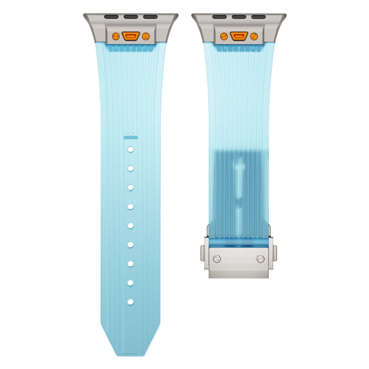 For Apple Watch Ultra 2 49mm Transparent Silicone Watch Band(Titanium Transparent Blue) by bashfashion