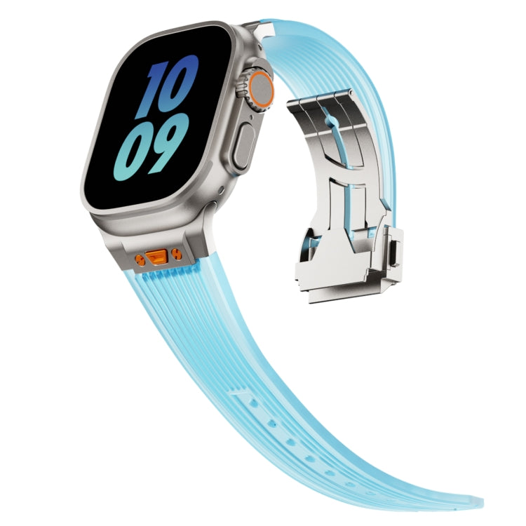 For Apple Watch Ultra 2 49mm Transparent Silicone Watch Band(Titanium Transparent Blue) by bashfashion