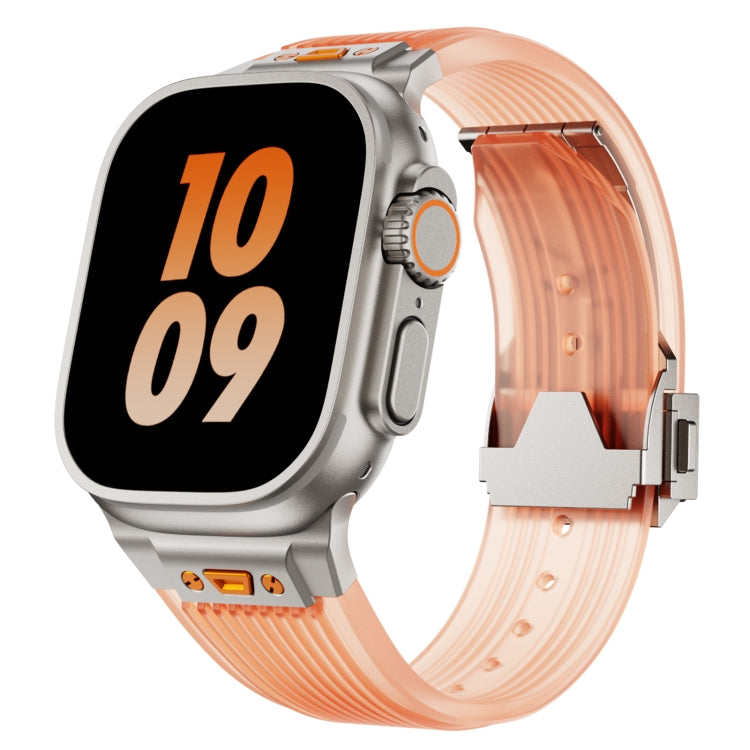 For Apple Watch Series 9 45mm Transparent Silicone Watch Band(Titanium Transparent Orange) by bashfashion