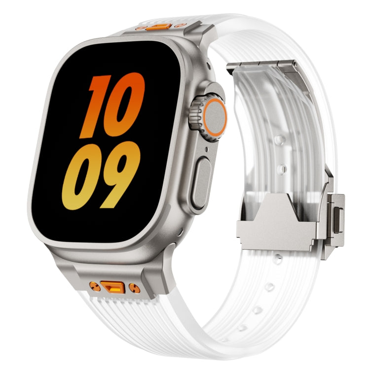 For Apple Watch Series 7 45mm Transparent Silicone Watch Band(Titanium Transparent) by bashfashion