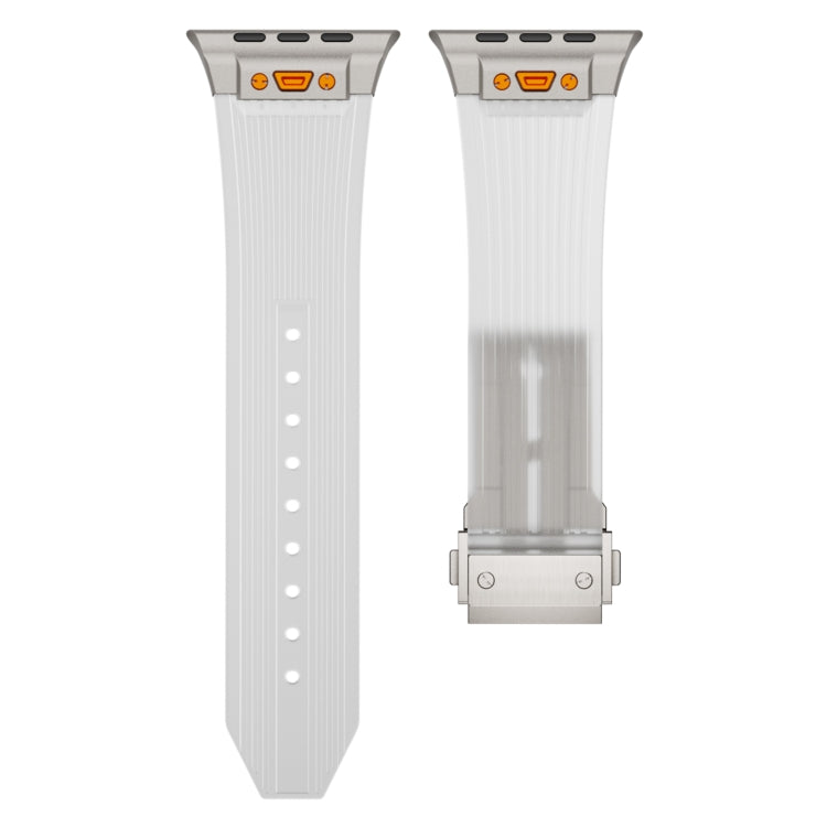 For Apple Watch Series 7 45mm Transparent Silicone Watch Band(Titanium Transparent) by bashfashion
