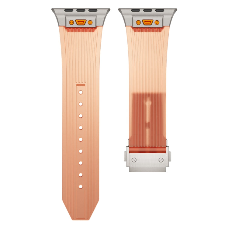 For Apple Watch Series 7 45mm Transparent Silicone Watch Band(Titanium Transparent Orange) by bashfashion