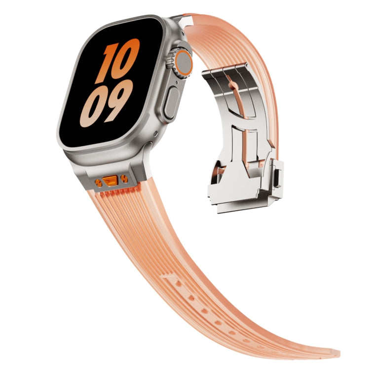 For Apple Watch Series 7 45mm Transparent Silicone Watch Band(Titanium Transparent Orange) by bashfashion