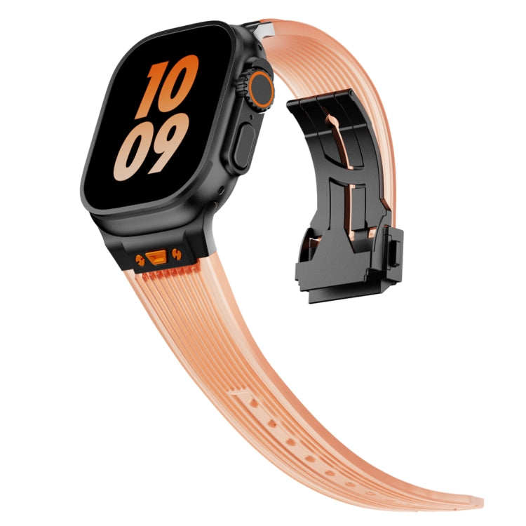 For Apple Watch Series 5 44mm Transparent Silicone Watch Band(Black Transparent Orange) by bashfashion