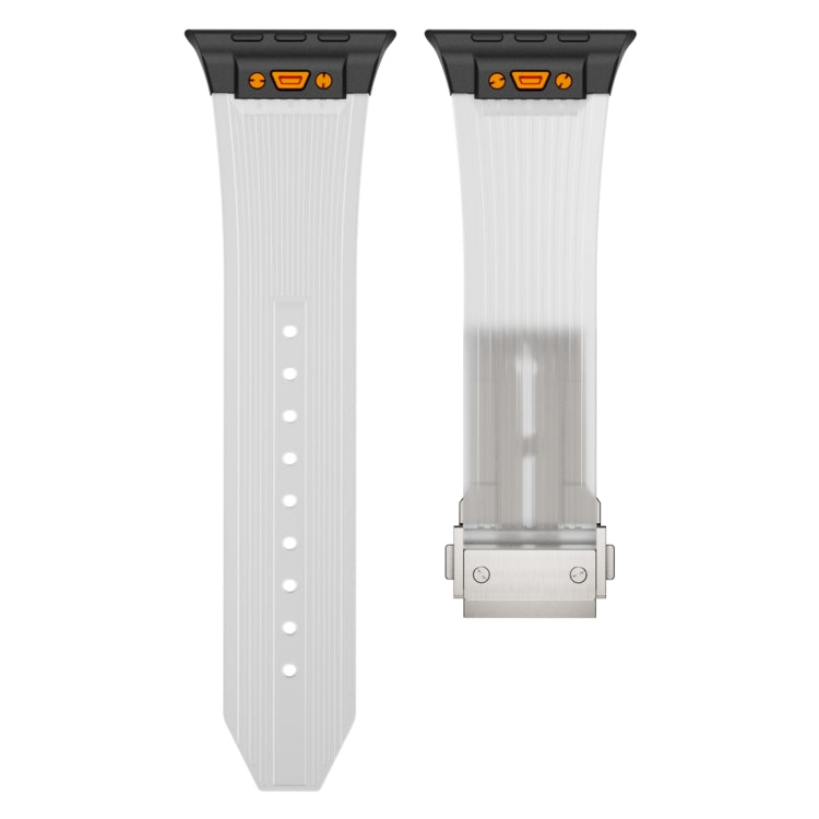 For Apple Watch Series 3 42mm Transparent Silicone Watch Band(Black Transparent) by bashfashion