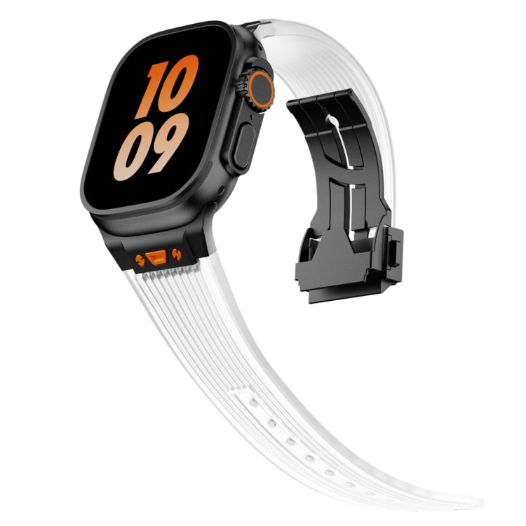 For Apple Watch Series 3 42mm Transparent Silicone Watch Band(Black Transparent) by bashfashion