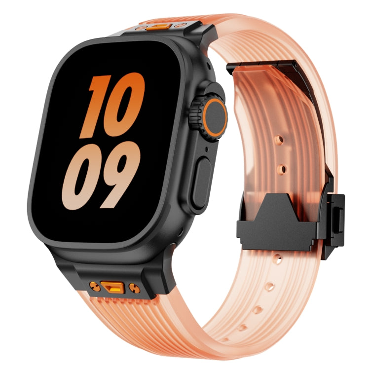 For Apple Watch Series 3 42mm Transparent Silicone Watch Band(Black Transparent Orange) by bashfashion