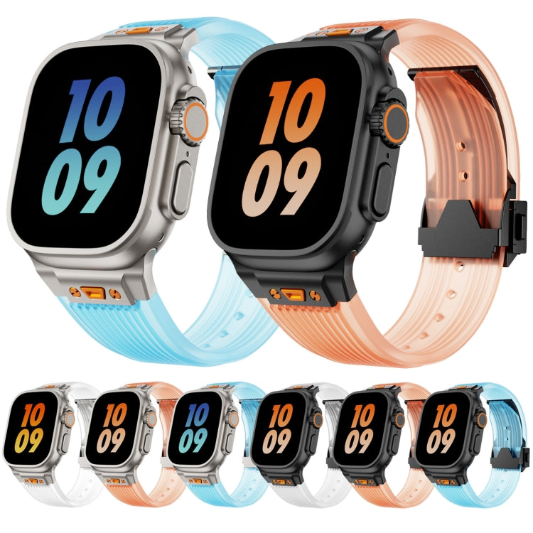 For Apple Watch Series 8 45mm Transparent Silicone Watch Band(Titanium Transparent Orange) by bashfashion