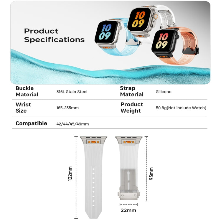 For Apple Watch Series 5 44mm Transparent Silicone Watch Band(Black Transparent Blue) by bashfashion