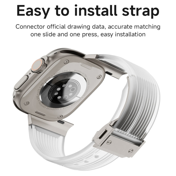 For Apple Watch Series 3 42mm Transparent Silicone Watch Band(Black Transparent) by bashfashion