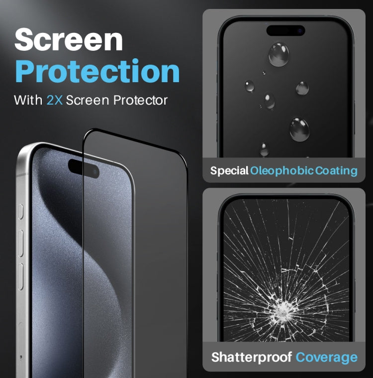 For iPhone 15 Pro NORTHJO 5 in 1 Clear Phone Case with 2pcs Screen Film + 2pcs Rear Lens Film by NORTHJO