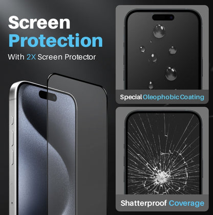 For iPhone 15 Pro NORTHJO 5 in 1 Clear Phone Case with 2pcs Screen Film + 2pcs Rear Lens Film by NORTHJO