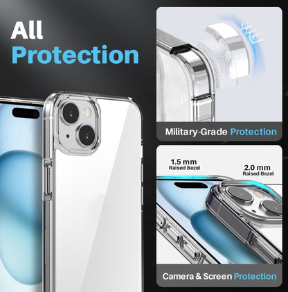 For iPhone 15 Plus NORTHJO 5 in 1 Clear Phone Case with 2pcs Screen Film + 2pcs Rear Lens Film by NORTHJO