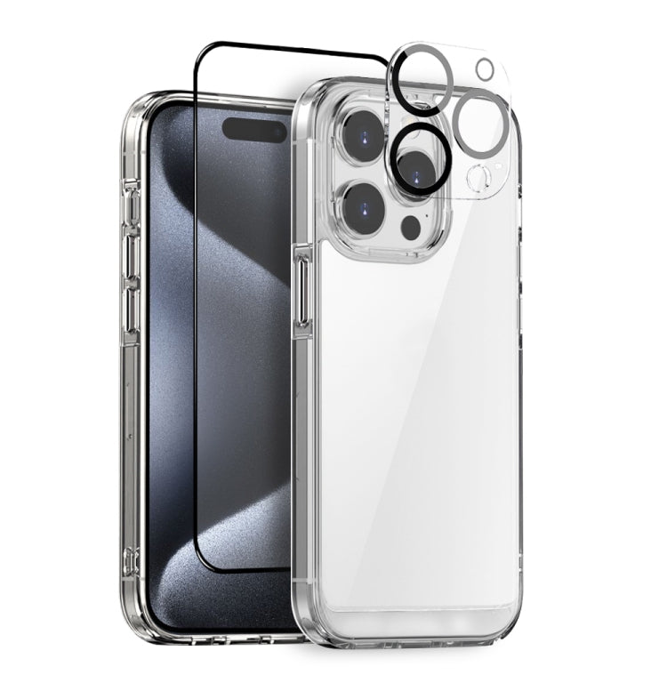 For iPhone 15 Pro Max NORTHJO 3 in 1 Clear Phone Case with Screen Film + Rear Lens Film by NORTHJO