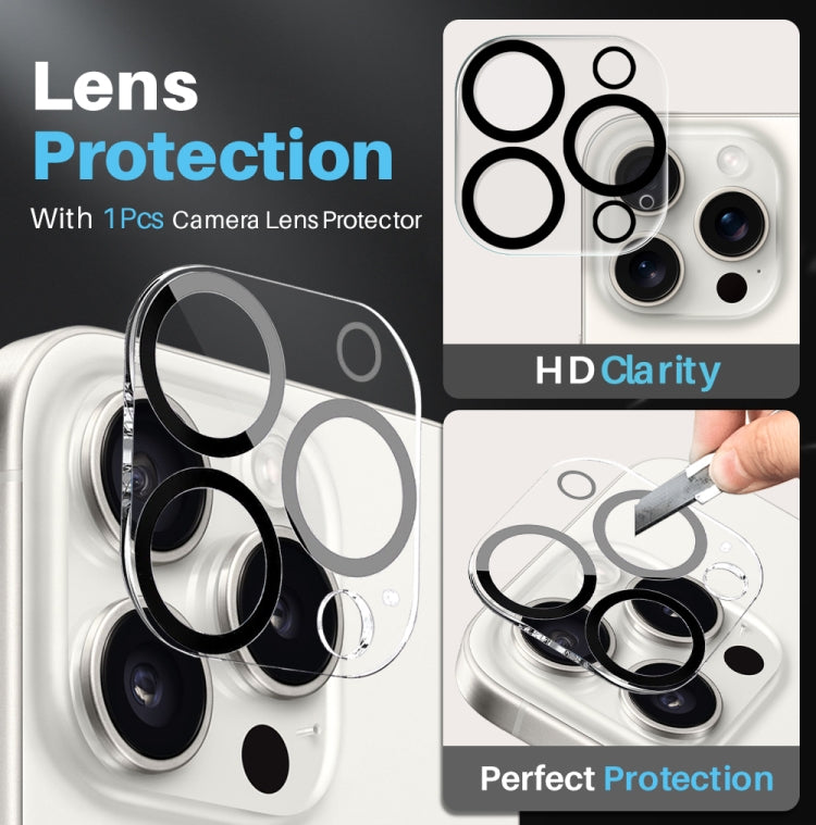 For iPhone 15 Pro Max NORTHJO 3 in 1 Clear Phone Case with Screen Film + Rear Lens Film by NORTHJO