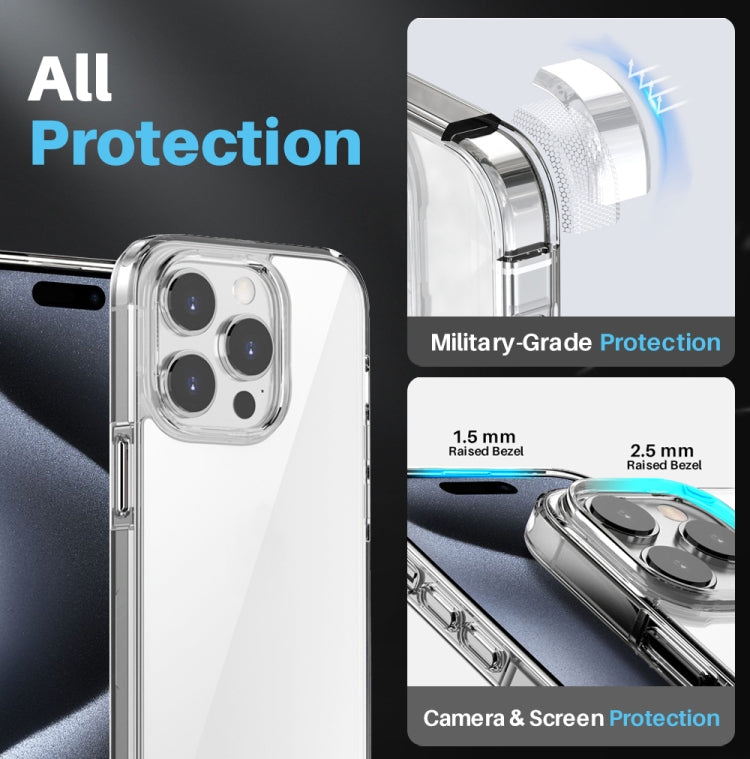 For iPhone 15 Pro NORTHJO 3 in 1 Clear Phone Case with Screen Film + Rear Lens Film by NORTHJO