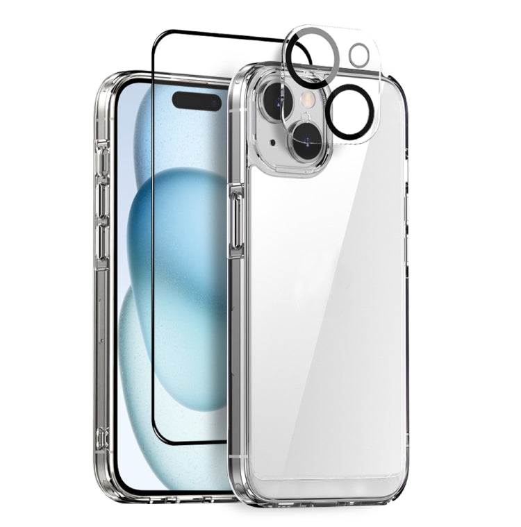 For iPhone 15 Plus NORTHJO 3 in 1 Clear Phone Case with Screen Film + Rear Lens Film by NORTHJO