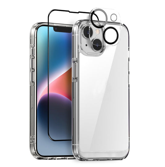 For iPhone 14 Plus NORTHJO 3 in 1 Clear Phone Case with Screen Film + Rear Lens Film by NORTHJO