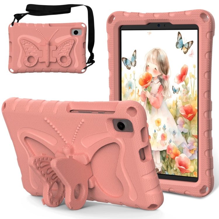 For Samsung Galaxy Tab A7 Lite T220 Butterfly Bracket EVA Shockproof Tablet Case(Pink Orange) by bashfashion