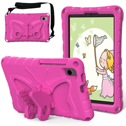 For Samsung Galaxy Tab A11 / A9 Butterfly Bracket EVA Shockproof Tablet Case(Rose Red) by bashfashion