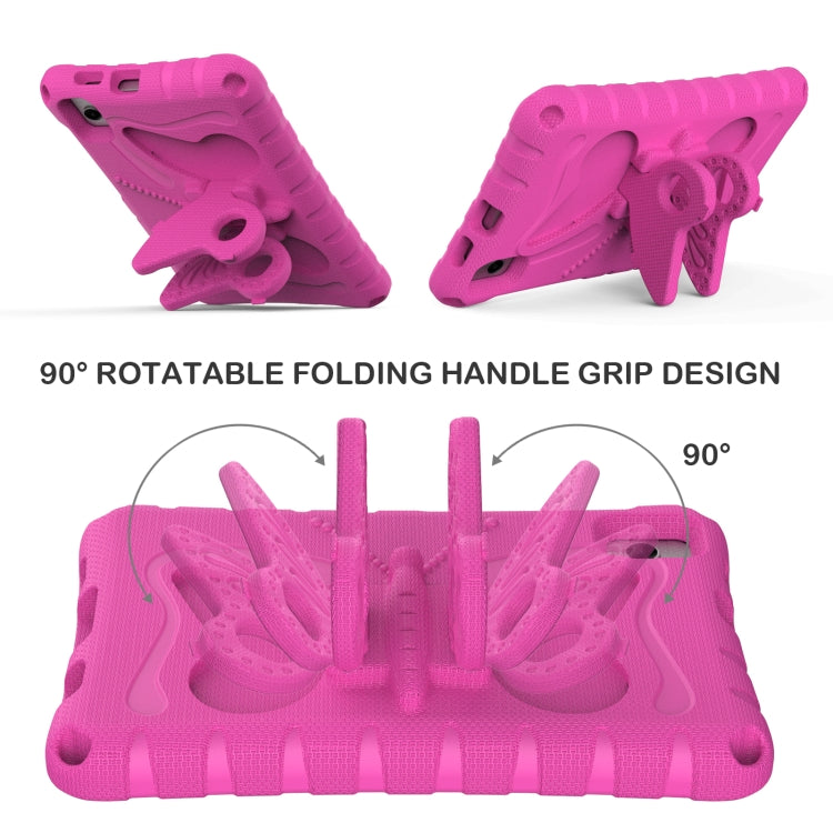 For Samsung Galaxy Tab A11 / A9 Butterfly Bracket EVA Shockproof Tablet Case(Rose Red) by bashfashion