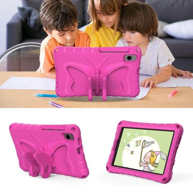 For Samsung Galaxy Tab A11 / A9 Butterfly Bracket EVA Shockproof Tablet Case(Rose Red) by bashfashion
