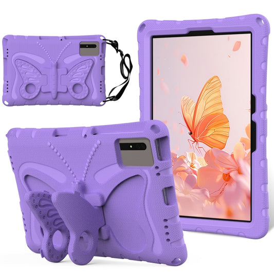For Samsung Galaxy Tab S9 FE X510 Butterfly Bracket EVA Shockproof Tablet Case(Light Purple) by bashfashion