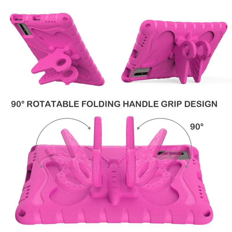 For Samsung Galaxy Tab S8 11 X700N Butterfly Bracket EVA Shockproof Tablet Case(Rose Red) by bashfashion