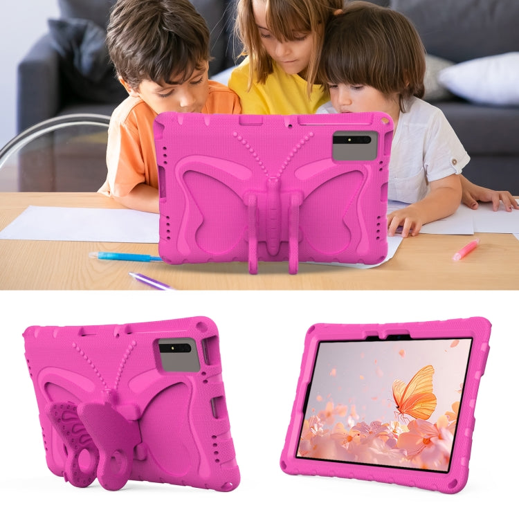 For Samsung Galaxy Tab S8 11 X700N Butterfly Bracket EVA Shockproof Tablet Case(Rose Red) by bashfashion