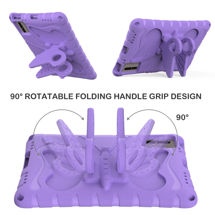 For Samsung Galaxy Tab S7 T870 Butterfly Bracket EVA Shockproof Tablet Case(Light Purple) by bashfashion