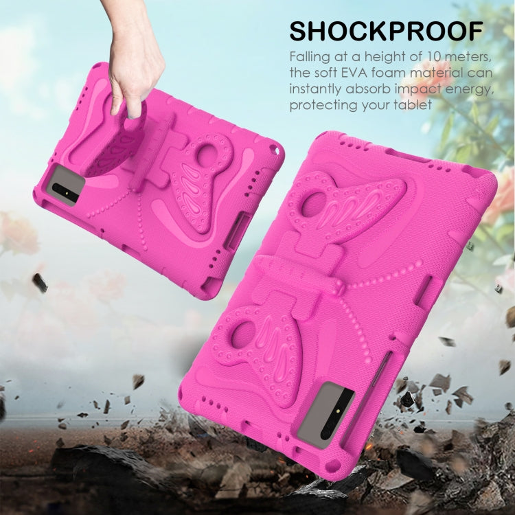 For Samsung Galaxy Tab S7 T870 Butterfly Bracket EVA Shockproof Tablet Case(Rose Red) by bashfashion