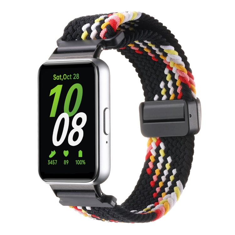 For Samsung Galaxy Fit3 Magnetic Buckle Nylon Braid Watch Band(Colorful Black) by bashfashion