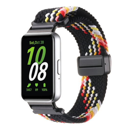 For Samsung Galaxy Fit3 Magnetic Buckle Nylon Braid Watch Band(Colorful Black) by bashfashion