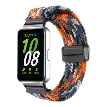For Samsung Galaxy Fit3 Magnetic Buckle Nylon Braid Watch Band(Colorful Orange) by bashfashion