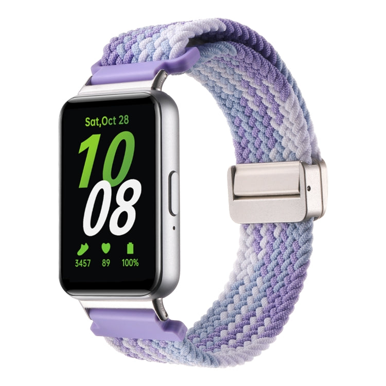 For Samsung Galaxy Fit3 Magnetic Buckle Nylon Braid Watch Band(Colorful Purple) by bashfashion