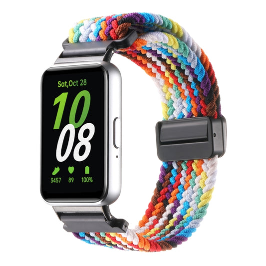 For Samsung Galaxy Fit3 Magnetic Buckle Nylon Braid Watch Band(Rainbow Color) by bashfashion