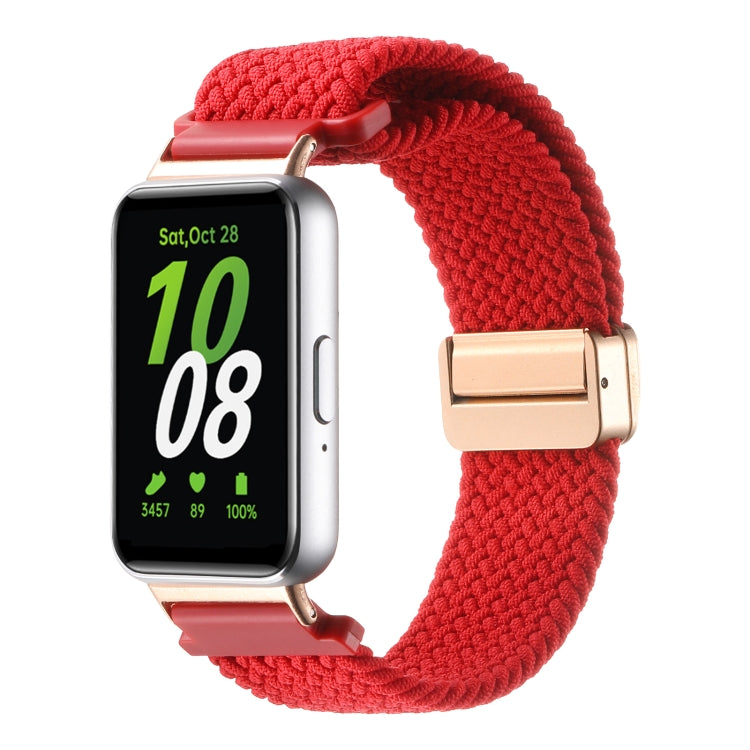 For Samsung Galaxy Fit3 Magnetic Buckle Nylon Braid Watch Band(Red) by bashfashion