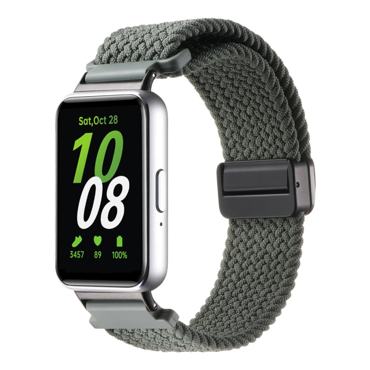 For Samsung Galaxy Fit3 Magnetic Buckle Nylon Braid Watch Band(Dark Green) by bashfashion