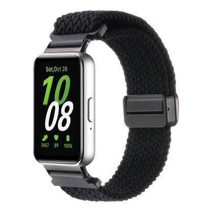 For Samsung Galaxy Fit3 Magnetic Buckle Nylon Braid Watch Band(Black) by bashfashion