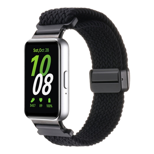 For Samsung Galaxy Fit3 Magnetic Buckle Nylon Braid Watch Band(Black) by bashfashion