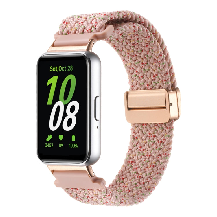 For Samsung Galaxy Fit3 Magnetic Buckle Nylon Braid Watch Band(Pink Sand) by bashfashion
