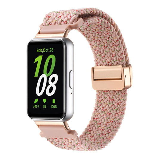 For Samsung Galaxy Fit3 Magnetic Buckle Nylon Braid Watch Band(Pink Sand) by bashfashion