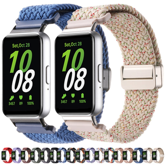 For Samsung Galaxy Fit3 Magnetic Buckle Nylon Braid Watch Band(Rainbow Color) by bashfashion