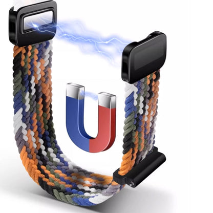 For Samsung Galaxy Fit3 Magnetic Buckle Nylon Braid Watch Band(Colorful White) by bashfashion