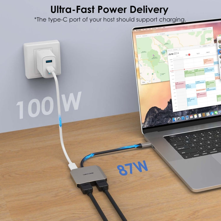 WAVLINK WL-UHP510Pro 4K/60Hz Video Converter USB-C Male to Dual HDMI Female Adapter by WAVLINK