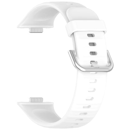 For Huawei Watch Fit4 / Fit4 Pro / Fit3 Silver Buckle Silicone Sports Watch Band(White) by bashfashion