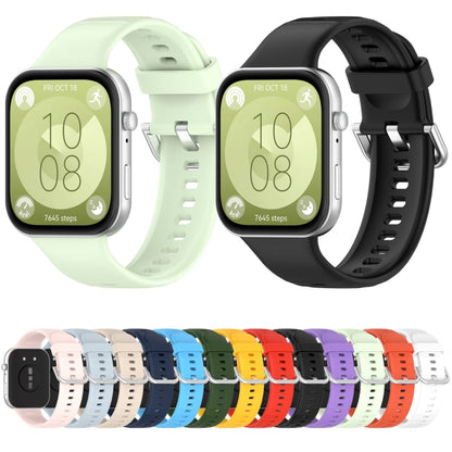 For Huawei Watch Fit4 / Fit4 Pro / Fit3 Silver Buckle Silicone Sports Watch Band(Light Blue) by bashfashion